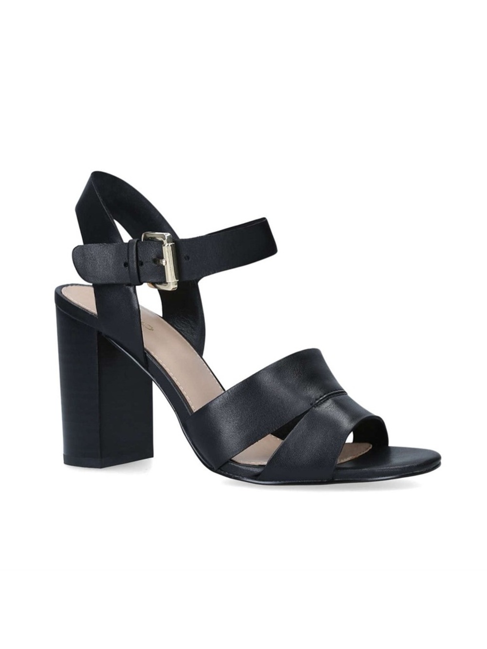 Aldo Caparosa Black Leather Block Heel Sandals